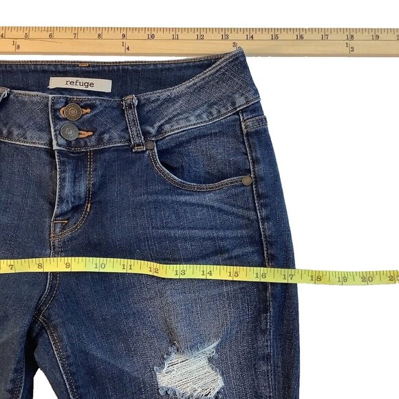 Refuge Distressed Jeans Womens Size 4 Reg Blue Denim Skinny Mid-Rise - Picture 7 of 10